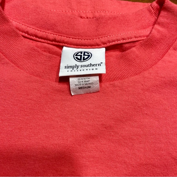 Simply Southern- Coral T-Shirt w/ Embroidery Pocket - Picture 4 of 7